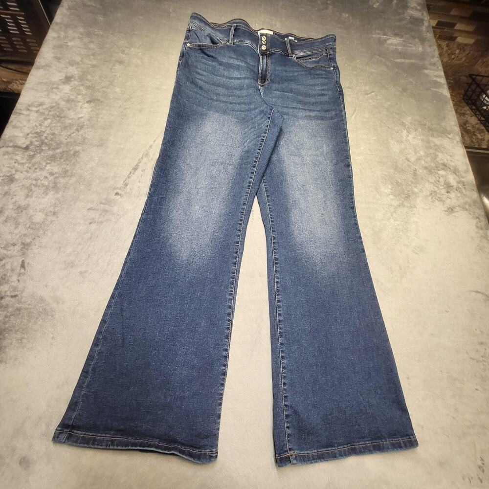 Nicole Miller Jeans Womens 16 Blue Flared High Rise Stretch SOHO Medium Wash